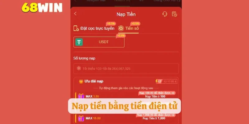 Nạp tiền bằng tiền điện tử